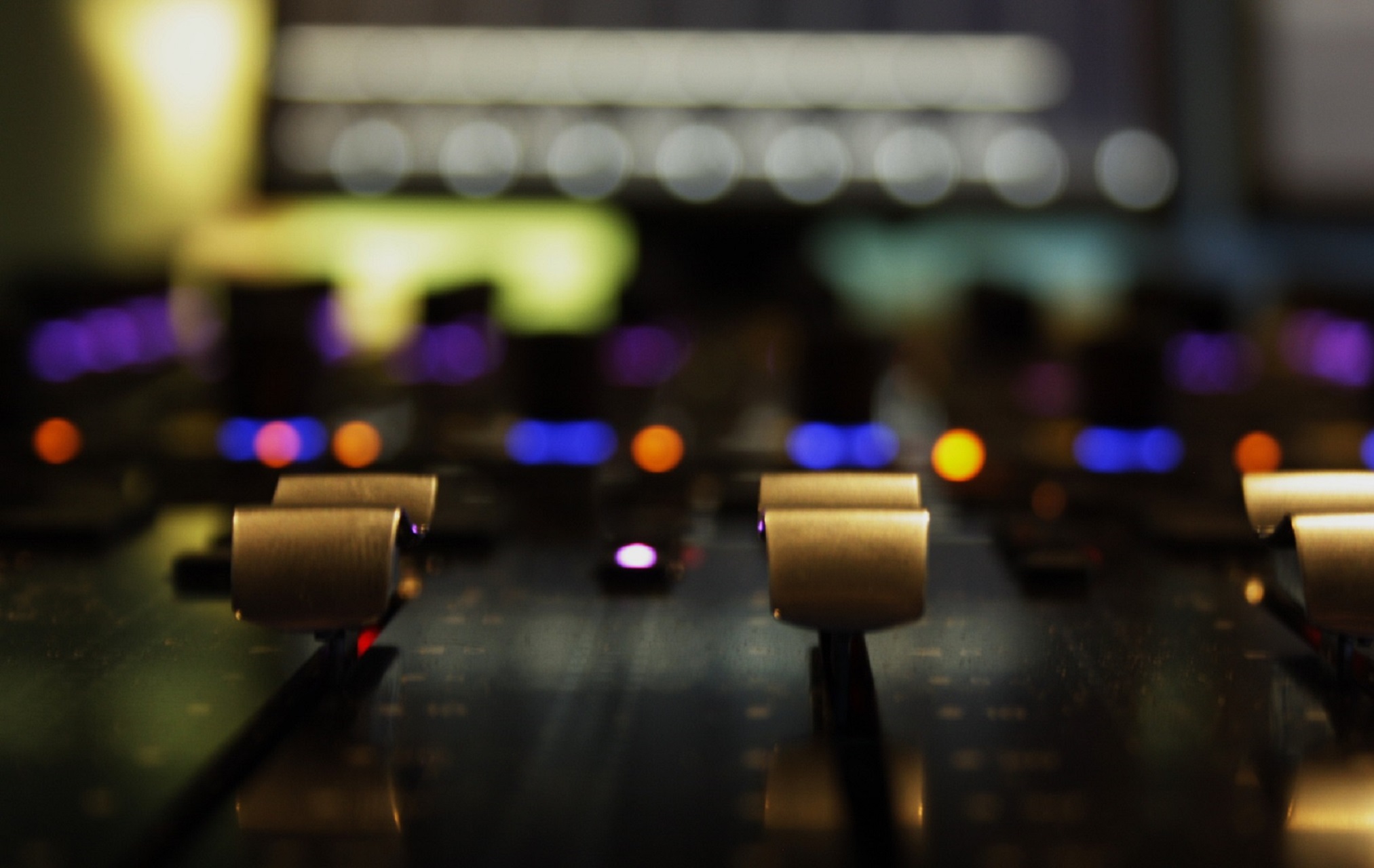 Professional production control console used to coordinate media output